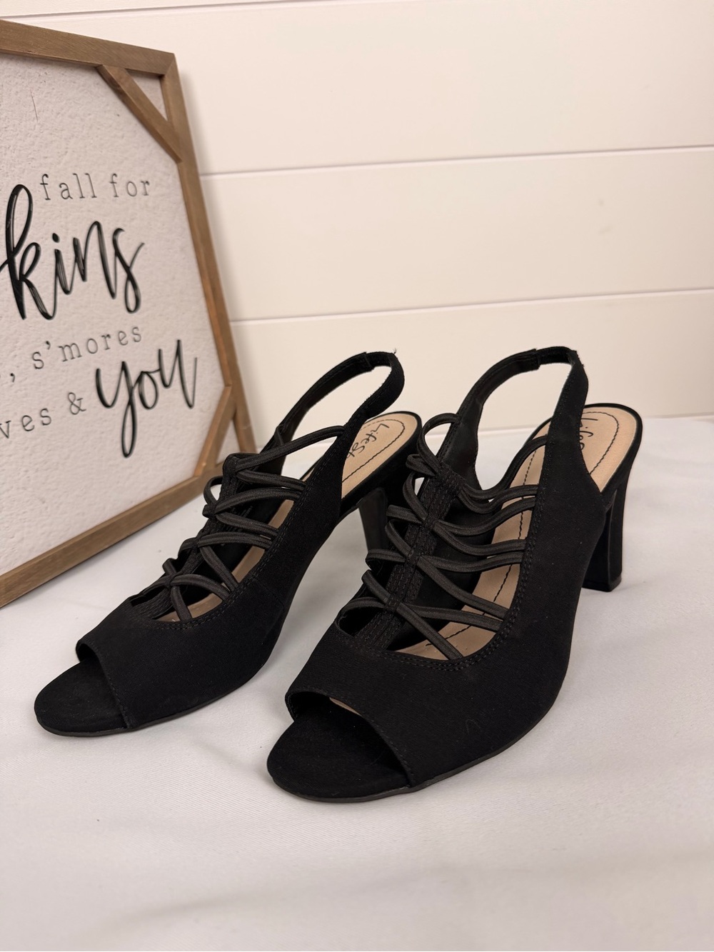 Life stride Black Strappy Slingback Heels